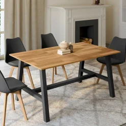 Table à manger extensible rectangulaire bois et noir*IDMarket New