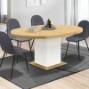 Table à manger extensible ronde 4-8 personnes bois et blanc 120-160 cm*IDMarket