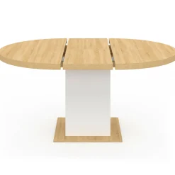 Table à manger extensible ronde 4-8 personnes bois et blanc 120-160 cm*IDMarket
