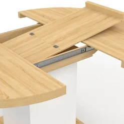 Table à manger extensible ronde 4-8 personnes bois et blanc 120-160 cm*IDMarket