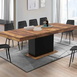 Table à manger extensible rectangle bois foncé et noir*IDMarket Sale