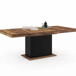 Table à manger extensible rectangle bois foncé et noir*IDMarket Sale