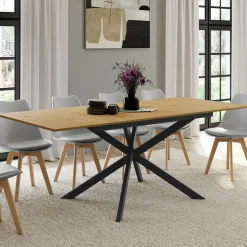 Table à manger extensible bois et noir 6-10 personnes 160-200 cm*IDMarket Best