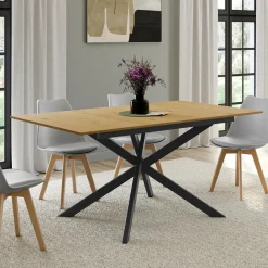 Table à manger extensible bois et noir 6-10 personnes 160-200 cm*IDMarket Best