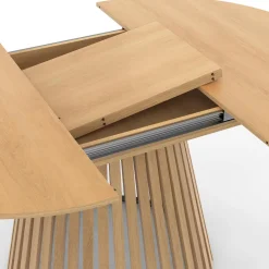 Table à manger extensible ronde 4-8 personnes pied bois en lattes et plateau bois 110 - 150cm*IDMarket New