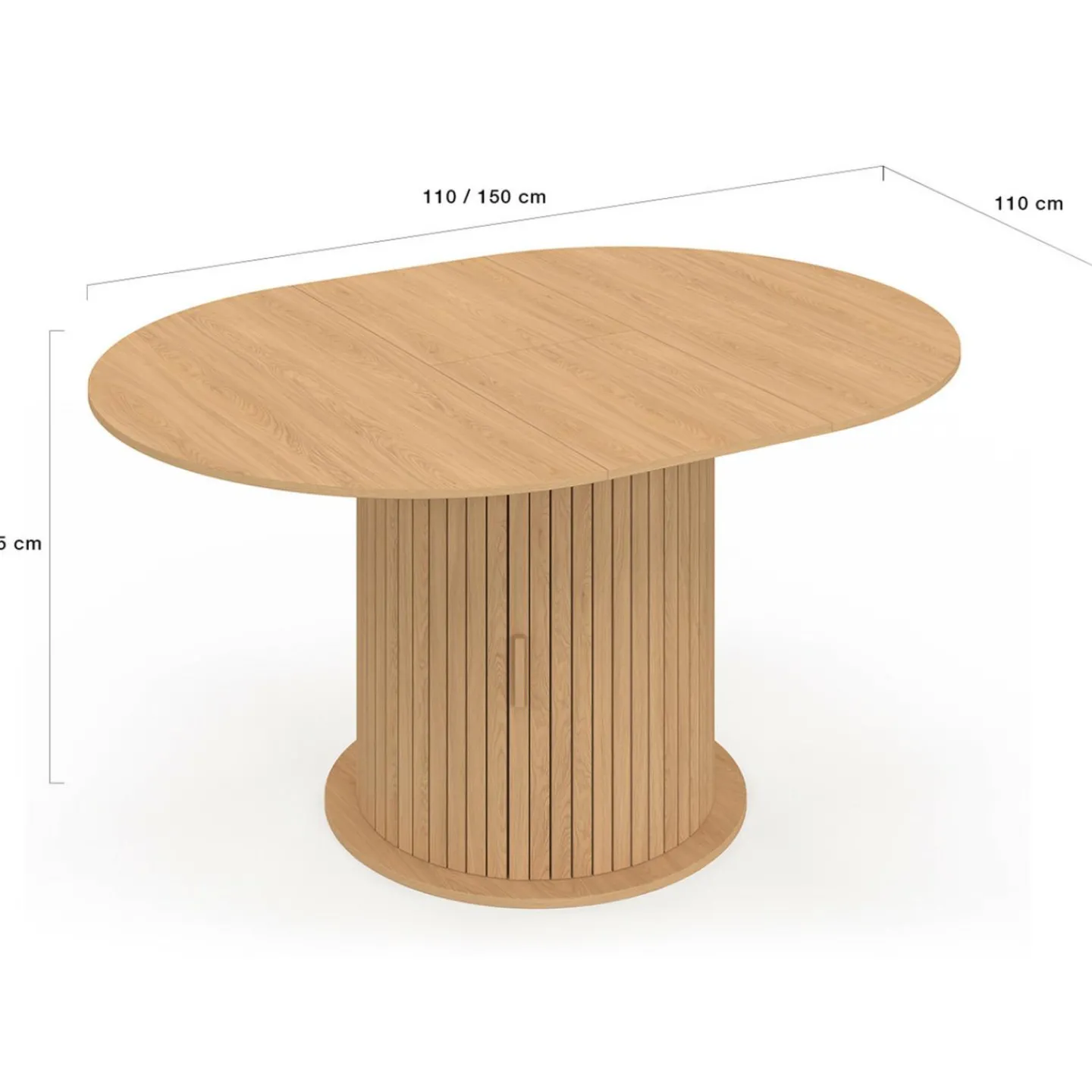 Table à manger extensible ronde 4-8 personnes pied lattes avec rangement 110-150 cm*IDMarket Hot