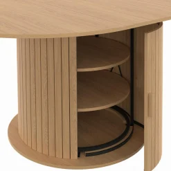 Table à manger extensible ronde 4-8 personnes pied lattes avec rangement 110-150 cm*IDMarket Hot