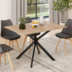 Table à manger extensible carrée 80-120 cm 4-6 personnes pied araignée bois et noir*IDMarket Discount