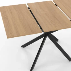 Table à manger extensible carrée 80-120 cm 4-6 personnes pied araignée bois et noir*IDMarket Discount