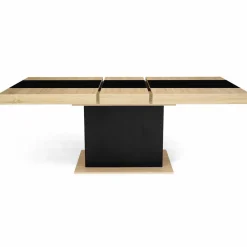 Table à manger extensible bois et bande centrale noire 6-10 personnes*IDMarket Online