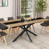 Table à manger extensible rectangle bois et bande centrale noir 160 - 200 cm*IDMarket