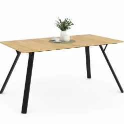 Table à manger industrielle bois et noir 8 personnes 160 cm*IDMarket Discount