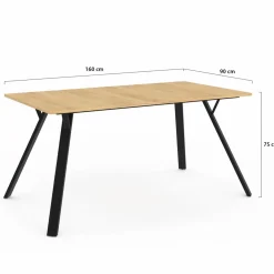 Table à manger industrielle bois et noir 8 personnes 160 cm*IDMarket Discount