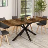 Table à manger industrielle extensible 6-10 personnes bois foncé 160-200 cm*IDMarket Outlet