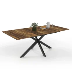 Table à manger industrielle extensible 6-10 personnes bois foncé 160-200 cm*IDMarket Outlet