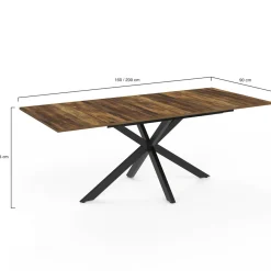 Table à manger industrielle extensible 6-10 personnes bois foncé 160-200 cm*IDMarket Outlet
