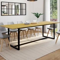 Table à manger industrielle extensible bois et métal 8-12 personnes*IDMarket