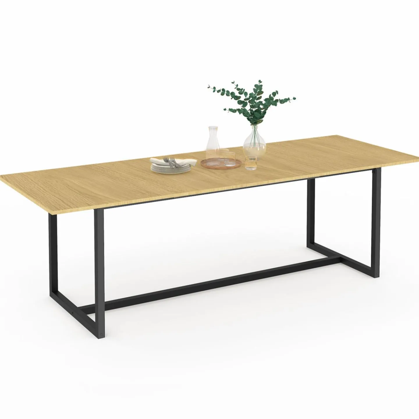 Table à manger industrielle extensible bois et métal 8-12 personnes*IDMarket