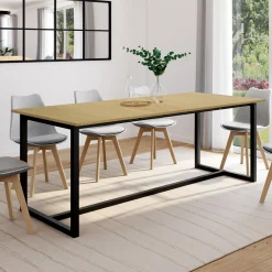 Table à manger industrielle extensible bois et métal 8-12 personnes*IDMarket
