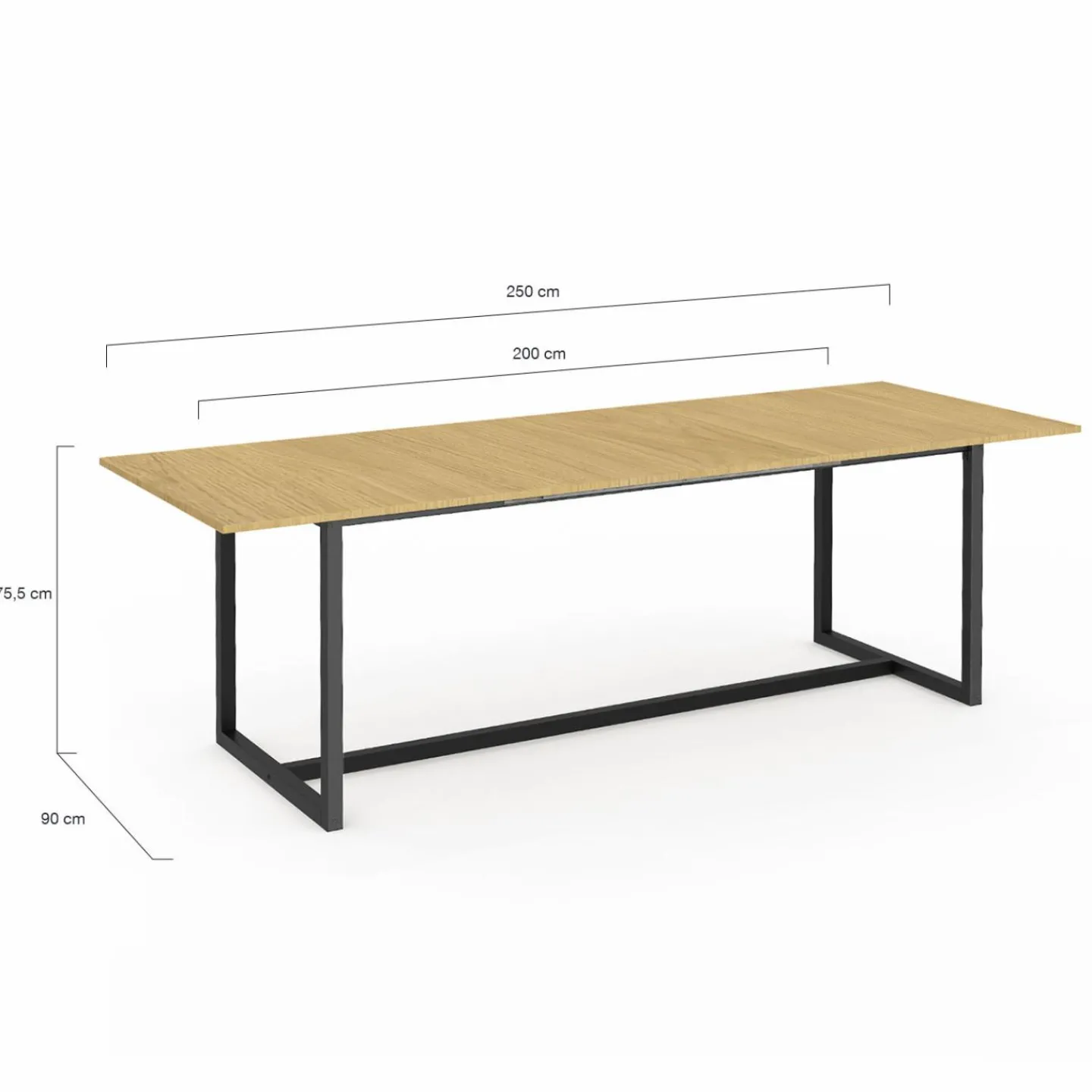 Table à manger industrielle extensible bois et métal 8-12 personnes*IDMarket