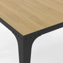 Table à manger industrielle bois et noir 8 personnes*IDMarket Clearance