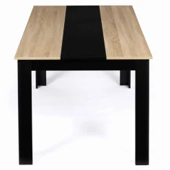 Table à manger noire et imitation hêtre pour 6 personnes*IDMarket Discount