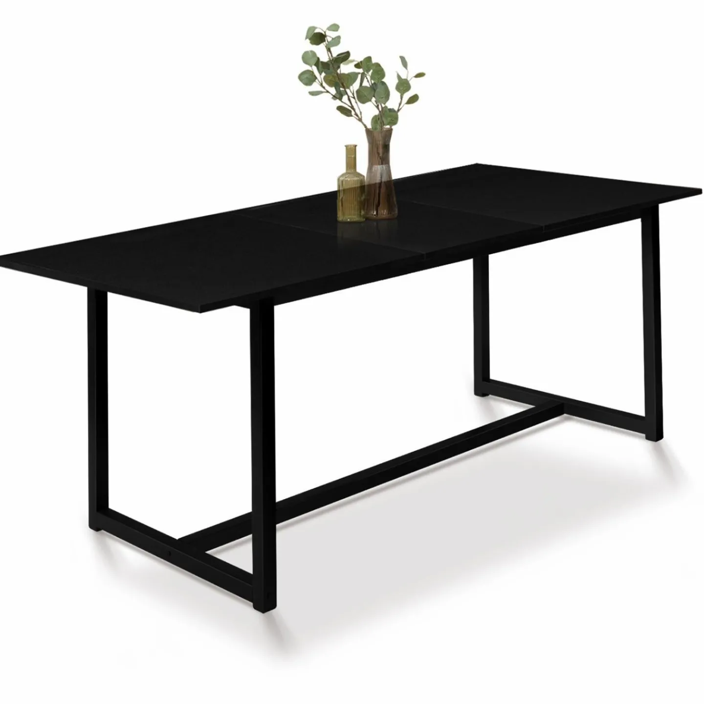 Table à manger noire extensible style industriel*IDMarket Outlet
