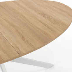 Table à manger ovale 150 cm 8 personnes plateau bois et pied araignée métal blanc*IDMarket Outlet