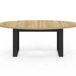 Table à manger ovale 200 cm 8 personnes bois et noir style industriel*IDMarket Outlet