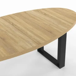 Table à manger ovale 200 cm 8 personnes bois et noir style industriel*IDMarket Outlet