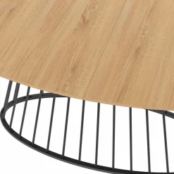 Table à manger ovale 10 personnes bois et métal noir*IDMarket New