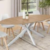 Table à manger ovale industrielle bois et blanc*IDMarket Hot