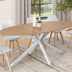 Table à manger ovale industrielle bois et blanc*IDMarket Hot