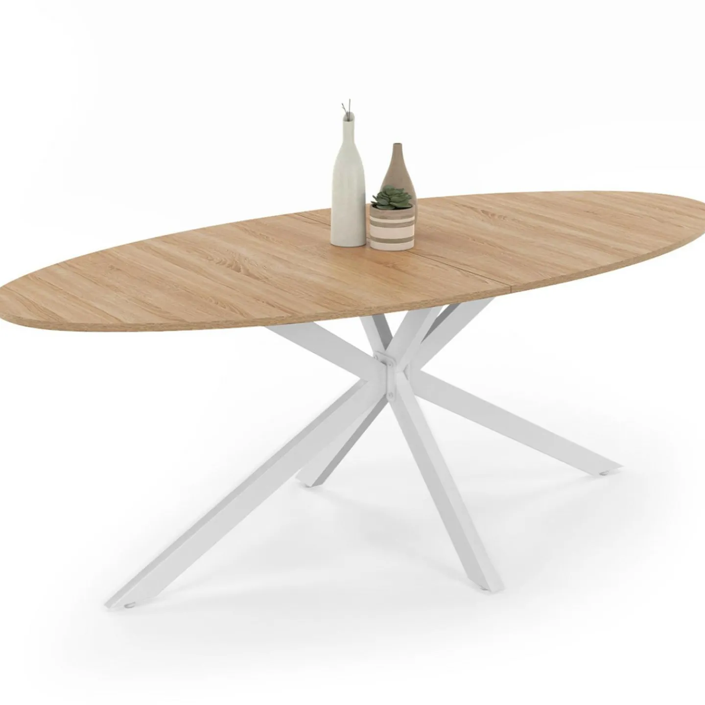 Table à manger ovale industrielle bois et blanc*IDMarket Hot