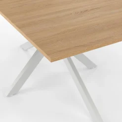 Table à manger pied central bois et blanc 8 personnes*IDMarket Outlet