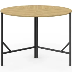 Table à manger pliante ronde 4 personnes 110 cm bois et noir style industriel*IDMarket Hot