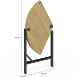 Table à manger pliante ronde 4 personnes 110 cm bois et noir style industriel*IDMarket Hot