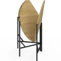 Table à manger pliante ronde 4 personnes 110 cm bois et noir style industriel*IDMarket Hot