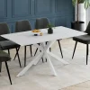 Table à manger rectangle 160 cm 8 personnes pied araignée blanc plateau effet marbre blanc*IDMarket Sale