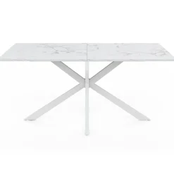 Table à manger rectangle 160 cm 8 personnes pied araignée blanc plateau effet marbre blanc*IDMarket Sale