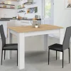 Table à manger rectangle blanche plateau façon hêtre 4 personnes*IDMarket Best
