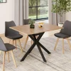 Table à manger rectangle bois et noir 6 personnes 110cm pied araignée*IDMarket Discount