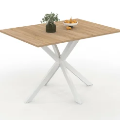 Table à manger rectangle plateau bois 110 cm pied araignée blanc 6 personnes*IDMarket Clearance