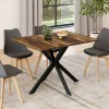 Table à manger rectangle plateau bois foncé 110 cm pied araignée noir 6 personnes*IDMarket Clearance