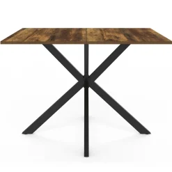 Table à manger rectangle plateau bois foncé 110 cm pied araignée noir 6 personnes*IDMarket Clearance