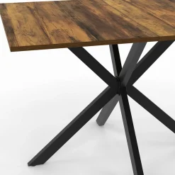 Table à manger rectangle plateau bois foncé 110 cm pied araignée noir 6 personnes*IDMarket Clearance