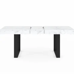 Table à manger rectangulaire extensible effet marbre et noir*IDMarket New