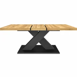 Table à manger rectangulaire extensible bois et noir 6-10 personnes*IDMarket Outlet