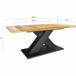 Table à manger rectangulaire extensible bois et noir 6-10 personnes*IDMarket Outlet