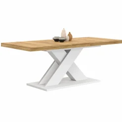 Table à manger rectangulaire extensible bois et blanc 6 à 10 personnes*IDMarket Best